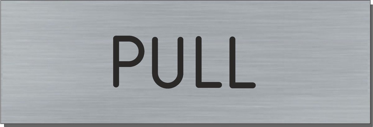 Doorsign - doorplate - deurbord - Pull - rectangle - stainless steel look - 5 x 15 cm