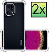 Hoes Geschikt voor OPPO Find X5 Hoesje Siliconen Cover Shock Proof Back Case Shockproof Hoes - Transparant - 2x