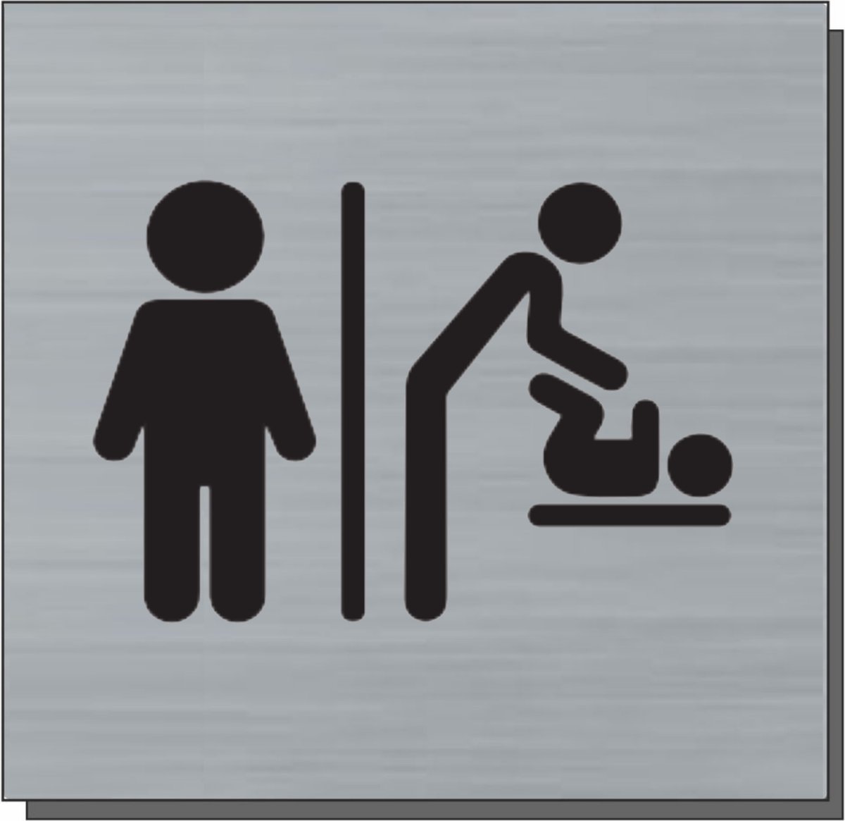 Deurbordje - bordje - Heren toilet wc icoon + baby verschoon icoon heer - vierkant met RVS look
