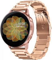 Strap-it Stalen schakel smartwatch bandje - geschikt voor Samsung Galaxy Watch Active / Active2 40 & 44mm / Galaxy Watch 3 41mm / Galaxy Watch 1 42mm / Gear Sport - rosé goud
