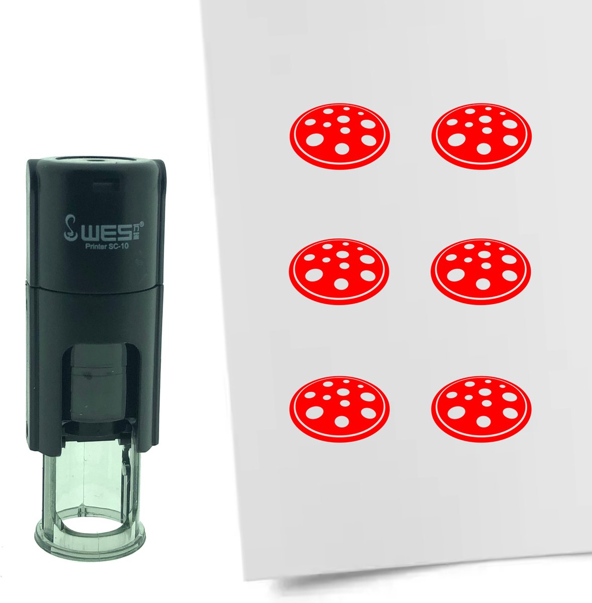 CombiCraft Stempel Pizza 10mm rond - rode inkt