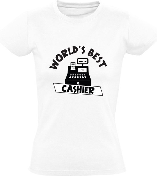 Foto: Worlds best cashier dames t shirt kassa kassiere cassiere kassa medewerker supermarkt shirt