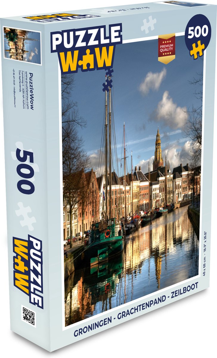 Puzzel Groningen - Grachtenpand - Zeilboot - Legpuzzel - Puzzel 500 stukjes