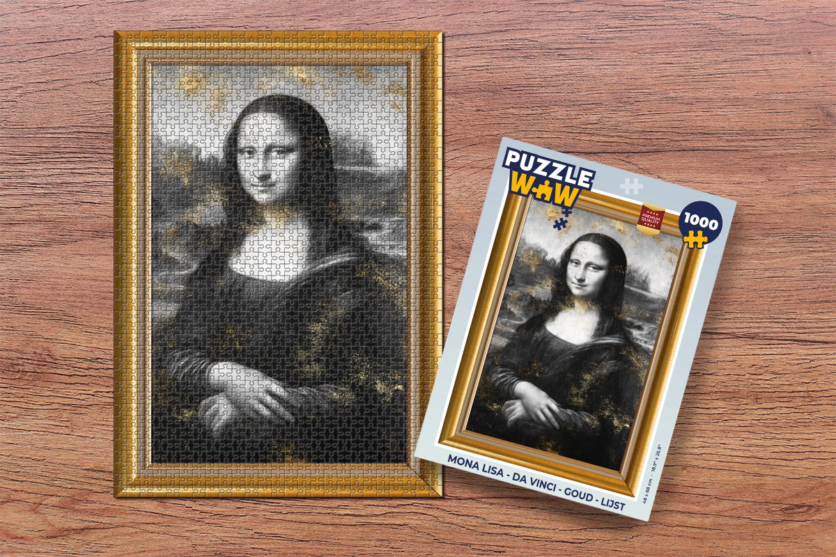 Puzzle Mona Lisa - Da Vinci - Or - Cadre - Jigsaw Puzzle - Puzzle 1000  pièces adultes