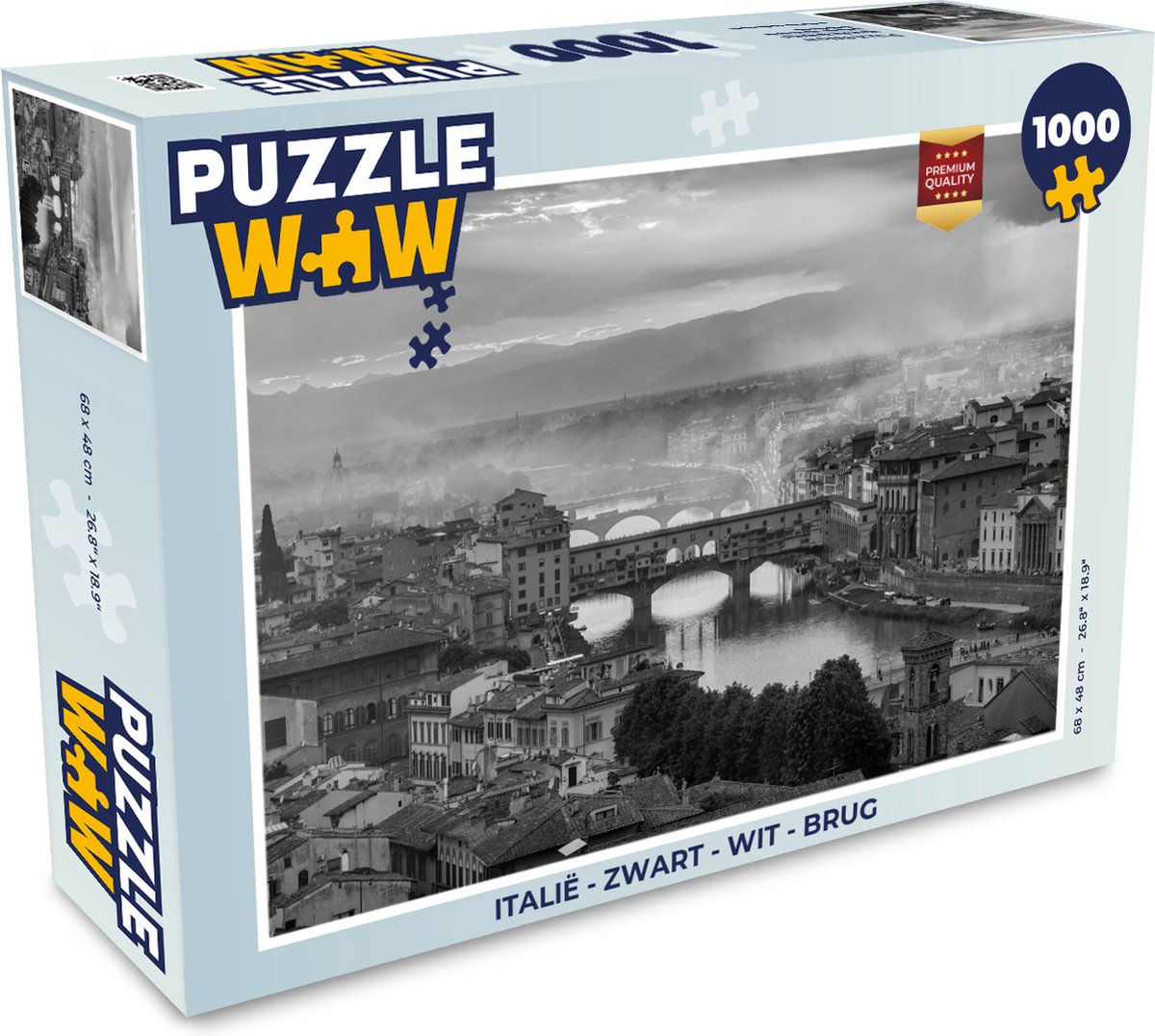Puzzel Italië - Zwart - Wit - Brug - Legpuzzel - Puzzel 1000 stukjes volwassenen
