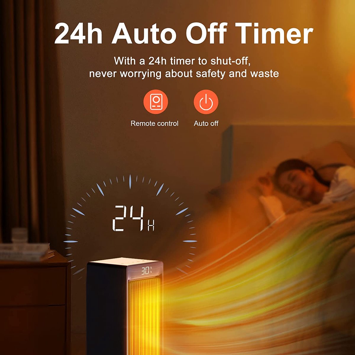 StayPowered Elektrische Kachel - 2000W - Digitaal Led-Display - Ingebouwde Thermostaat - Keramisch - 3 Warmte-Instellingen - 90°oscillatie - met Afstandsbediening - Energiezuinig - Veiligheidsfuncties -> Anti-kantelmechanisme, Anti-overhitting