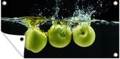 Wanddecoratie buiten Appels - Fruit - Water - Zwart - Groen - 160x80 cm - Tuindoek - Buitenposter
