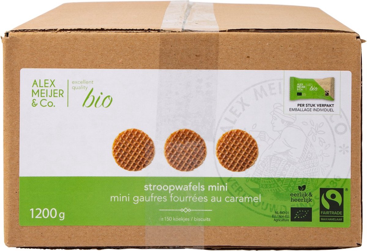 Alex Meijer Mini Biologische Stroopwafels 150 Stuks Koffiekoekjes