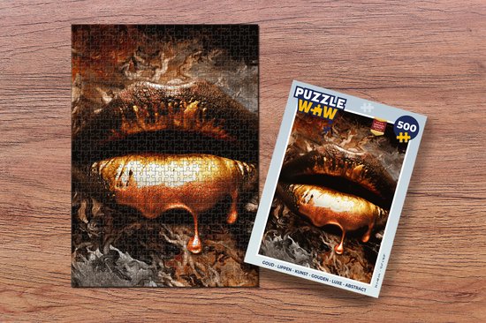 Puzzle Or - Lèvres - Art - Or - Luxe - Abstrait - Jigsaw Puzzle - Puzzle 500 pièces - Sinterklaas présente - Sinterklaas for big kids