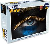 Puzzel Vrouw - Ogen - Make up - Luxe - Goud - Legpuzzel - Puzzel 1000 stukjes volwassenen