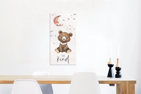 Décoration murale Métal - Peinture Aluminium Industrielle - Dictons - Soyez gentils - Enfants - Ours en peluche - Aquarelle - 40x80 cm - Dibond - Photo sur aluminium - Décoration murale industrielle - Pour le salon / la chambre