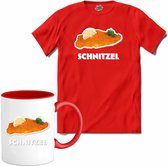 Schnitzel -  grappig verjaardag kleding cadeau - eten teksten - T-Shirt met mok - Heren - Rood - Maat 4XL