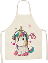 Keukenschort kinderen - Unicorn met hoofdtelefoon - 55 cm *65 cm - 6 tot 14 jaar