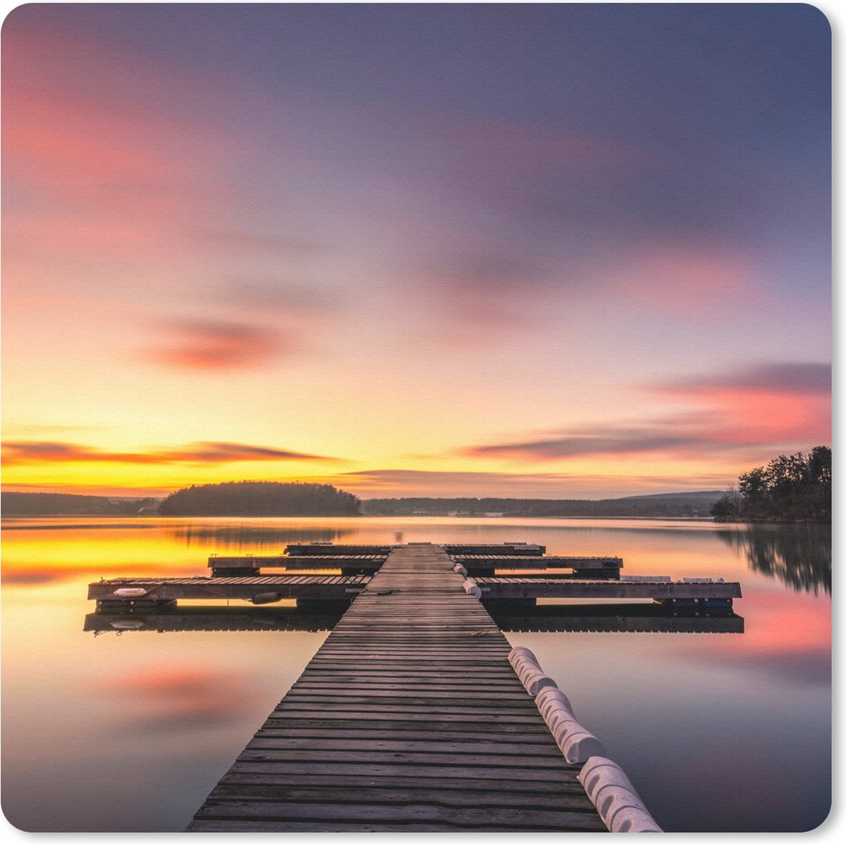 Muismat 20x20 cm - Mousepad Steiger - Zonsondergang - Water - Zee - Reflectie - Muismatten