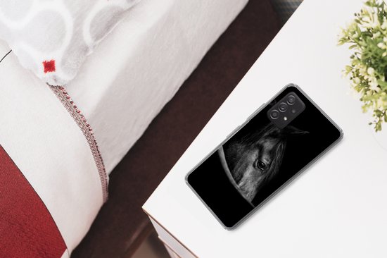 Coque Samsung Galaxy A53 5G - Paarden - Portrait - Zwart - Animaux - Coque de téléphone en Siliconen