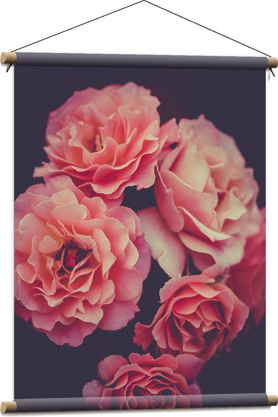 WallClassics - Affiche Textile - Grandes Fleurs Roses - 60x80 cm Photo sur Textile