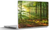 Laptop sticker - 15.6 inch - Zon - Bos - Bomen - Natuur - Herfst - 36x27,5cm - Laptopstickers - Laptop skin - Cover