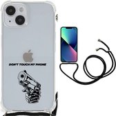 Telefoonhoesje Geschikt voor iPhone 14 Plus Leuk TPU Backcase met transparante rand Gun Don't Touch My Phone