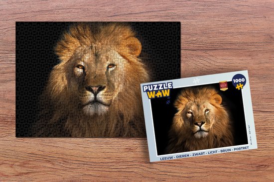 Puzzle Lion - Animaux - Zwart - Clair - Marron - Portrait - Puzzle - Puzzle 1000 pièces adultes