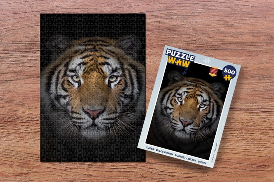 Puzzle Tigre - Animaux sauvages - Portrait - Zwart - Animaux - Puzzle - Puzzle 500 pièces