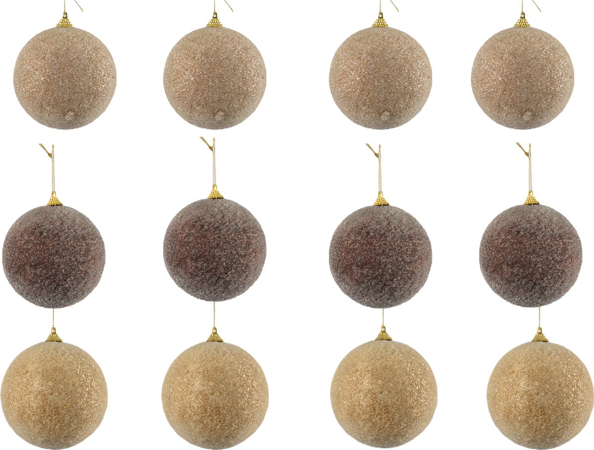 Prachtige kerstballen 10cm met gouden ophang lus | Kerstbal decoratie | 12 stuks