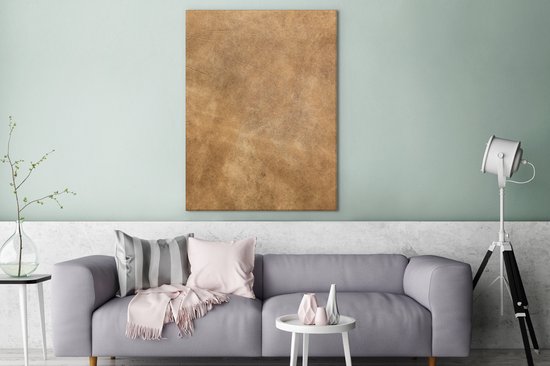 Canvas schilderij 90x120 cm - Wanddecoratie Leer - Structuur - Lederlook - Bruin - Muurdecoratie woonkamer - Slaapkamer decoratie - Kamer accessoires - Schilderijen op canvas