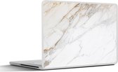 Laptop sticker - 14 inch - Marmer - Steen - Wit - Goud - Marmerlook - Steen - Luxe - 32x5x23x5cm - Laptopstickers - Laptop skin - Cover