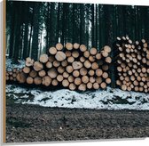 WallClassics - Hout - Stapel Kachelhout - 100x100 cm - 12 mm dik - Foto op Hout (Met Ophangsysteem)