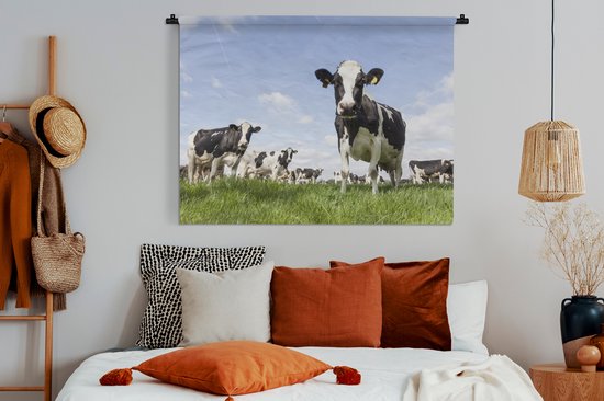 Tapisserie murale - Vaches - Herbe - Animaux - Soleil - Ferme - 150x112 cm - Tapisserie