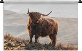 Tapisserie - Tissu mural - Highlander écossais - Animaux - Rural - Paysage - Vache - Nature - 90x60 cm - Tapisserie
