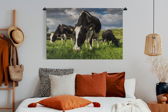 Tapisserie - Toile murale - Vaches - Animaux - Herbe - Pâturage - Ferme - 150x100 cm - Tapisserie