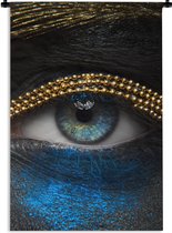 Wandkleed - Wanddoek - Vrouw - Ogen - Make up - Luxe - Goud - 60x90 cm - Wandtapijt