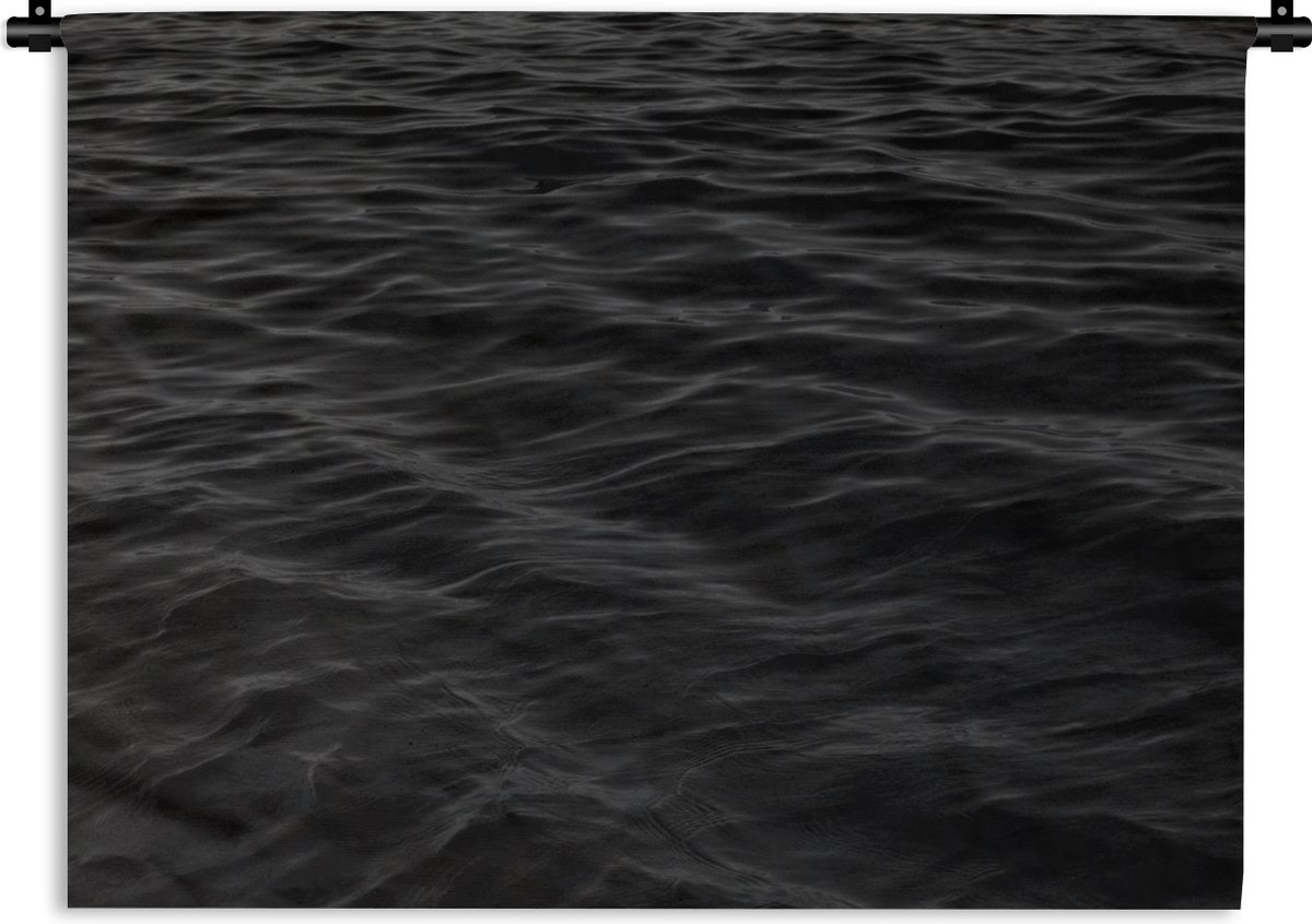 Wandkleed - Wanddoek - Golven - Water - Zwart - Wit - 150x112 cm - Wandtapijt