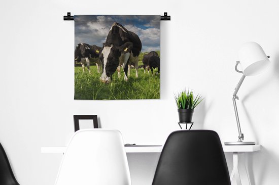 Tapisserie - Tissu mural - Vaches - Animaux - Herbe - Pâturage - Ferme - 60x60 cm - Tapisserie