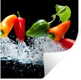 Stickers muraux - Film autocollant - Poivrons - Zwart - Légumes - Water - Feuille - 30x30 cm - Film adhésif - Stickers muraux Chambre d'enfant - Papier peint autocollant