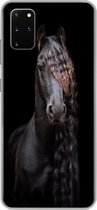 Geschikt voor Samsung Galaxy S20 Plus hoesje - Paarden - Fries - Manen - Zwart - Dieren - Siliconen Telefoonhoesje