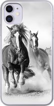 Geschikt voor iPhone 11 hoesje - Paarden - Dieren - Illustratie - Siliconen Telefoonhoesje