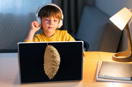 Autocollant pour ordinateur portable - 11,6 pouces - Feuilles - Zwart - Or - Luxe - Nature - 30x21cm - Autocollants pour ordinateur portable - Peau pour ordinateur portable - Couverture