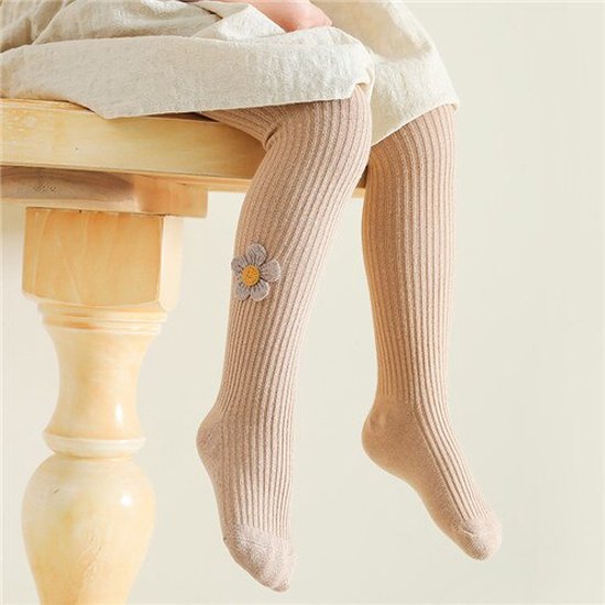 Sara Shop - Baby legging -Maat L / 3-4 Jaar - Babymaillot - Winter Legging -Kinderkousen- Kinderen Panty - Lekker Warm Legging - Koetenmix - Met Bloemetje