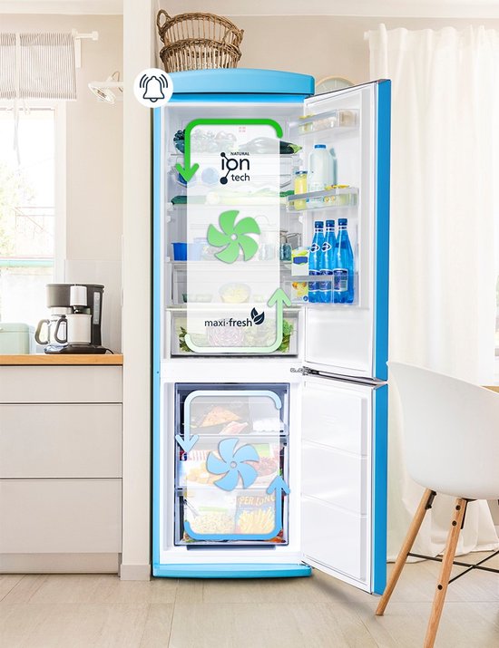 Gorenje Retro Collection ONRK 619 DBK Retro – koel-vriescombinatie/194 cm/inverter compressor/NoFrost Plus/IonAir/CrispZone/koelgedeelte 204 l/vriesgedeelte 96 l/EEK D/zwart