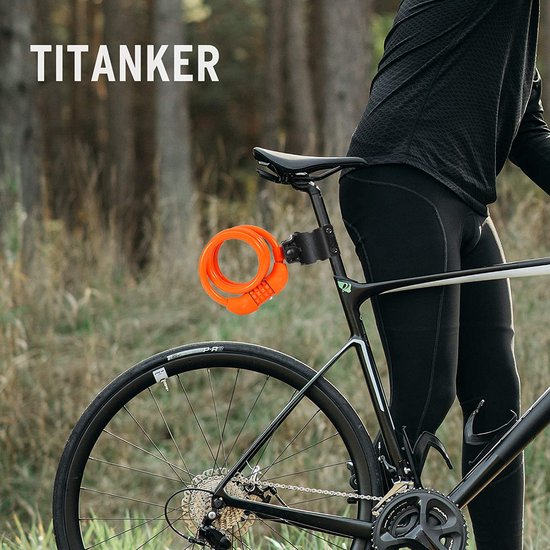Fietsslot 1.2 Meter - Kabelslot met Cijfercode en Montagebeugel - Oranje van Dresco — afbeelding 4