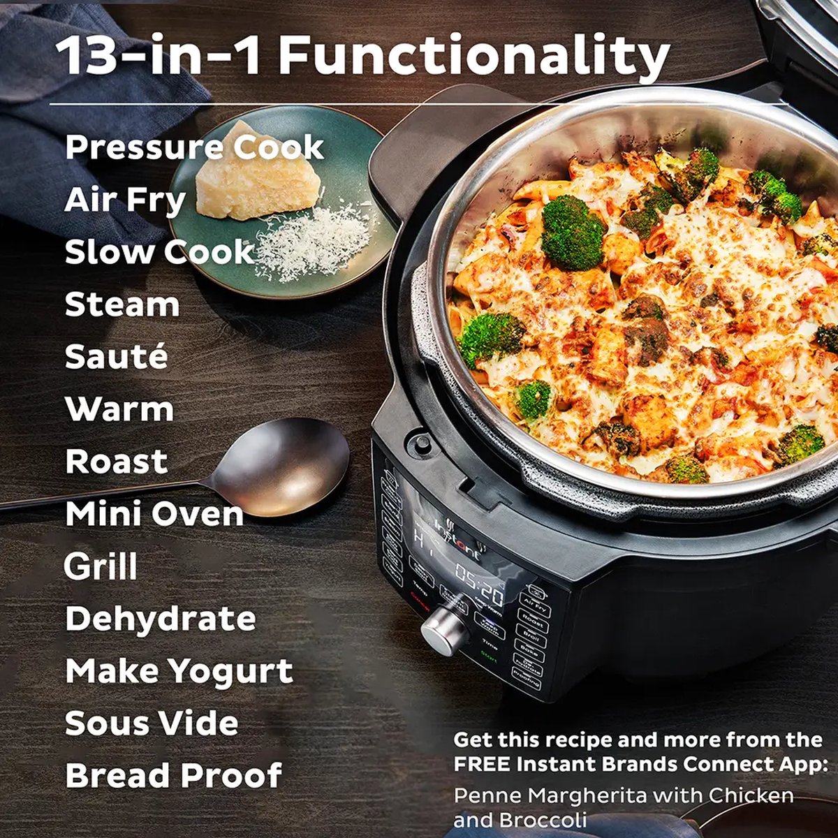 Instant Pot Duo Crisp Ultimate Multicooker & Airfryer - 13-in-1 Snelkookpan - Air Fry - Sous-vide - Slowcooker - Eén Deksel Ontwerp - Tot 6 Porties thumbnail 6