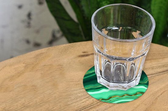 Sous-verres de verres - Rond - Or - Agate - Luxe - 10x10 cm - Dessous de verre - 6 pièces