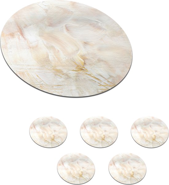 Sous- Sous-verres pour verres - Abstrait - Taupe - Design - 10x10 cm - Sous-verre - Sous-verre liège - 6 pièces