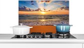 Spatscherm keuken 60x40 cm - Kookplaat achterwand Strand - Zonsondergang - Zee - Wolken - Horizon - Muurbeschermer - Spatwand fornuis - Hoogwaardig aluminium