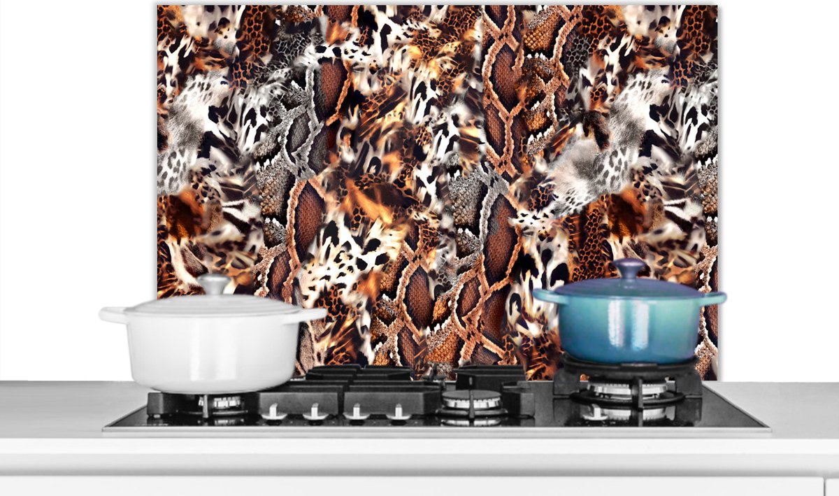 Spatscherm keuken - Slangenprint - Dieren - Zebra - Spatscherm - Spatwand - 80x55 cm