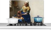 Spatscherm - Melkmeisje - Schilderij - Vermeer - Oude meesters - Keuken - Spatwand - Spatscherm keuken - 90x60 cm - Keuken achterwand