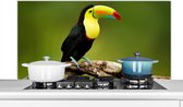 Spatscherm keuken 120x60 cm - Kookplaat achterwand Vogel - Toekan - Regenboog - Groen - Tak - Muurbeschermer - Spatwand fornuis - Hoogwaardig aluminium