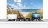 Spatscherm - Spatscherm strand - Zee - Natuur - Strand - Helmgras - 100x50 cm - Keuken achterwand - Spatwand