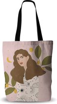 Katoenen shopper met print - stijl 06 - kleine canvas tas - tas met dessin - 32 x 38 cm - meiden/vrouwen - STUDIO Ivana